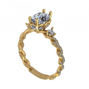 Twisted Oval Side Stone Engagement Ring 1.50Ctw