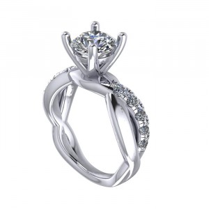 Twisted Round Side Stone Engagement Ring 1.75Ctw