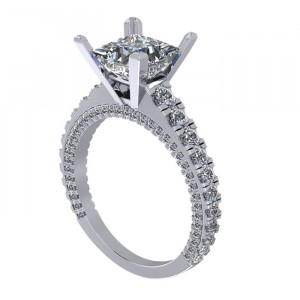 Princess Cathedral Side Stone Engagement Ring 2.40Ctw