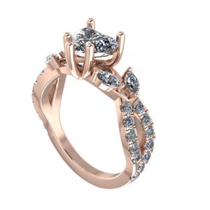 Heart Side Stone Engagement Ring 1.50Ctw