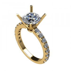 Side Stone Engagement Ring 2.65Ctw
