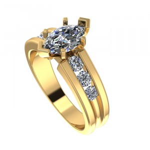 Marquise Side Stone Engagement Ring 1.30Ctw