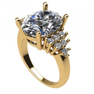 Oval Side Stone Engagement Ring 4.55Ctw