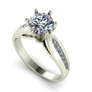 Channel Taper Side Stone Engagement Ring 1.45Ctw