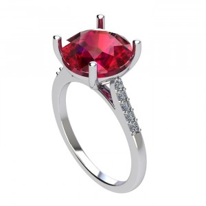 Side Stone Cathedral Engagement Ring 5.10Ctw