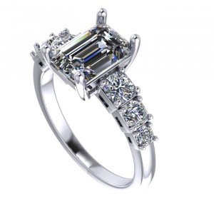 Emerald Side Stone Engagement Ring 2.55Ctw