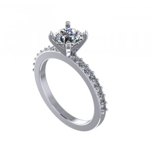 Peg Head Side Stone Engagement Ring 1.25Ctw