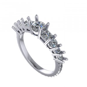 Side Stone Engagement Ring 1.90Ctw