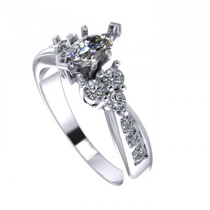 Side Stone Engagement Ring 1.60Ctw