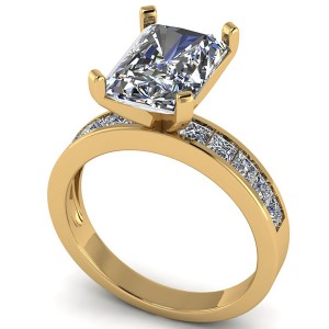 Radiant Center Stone and Princess Side Stone Channel Engagement Ring 4.65Ctw