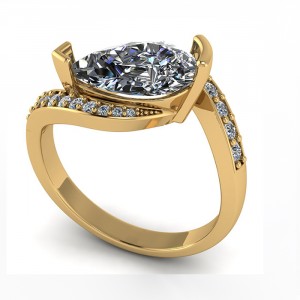 Pear Bypass Side Stone Engagement Ring 1.75Ctw