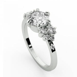 Side Stone Engagement Ring 1.30Ctw