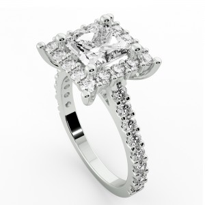 Princess Halo Engagement Ring 2.95Ctw