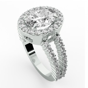 Oval Halo Engagement Ring 2.50Ctw