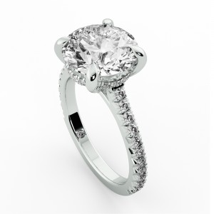 Round Cut Hidden Halo Engagement Ring 2.80Ctw