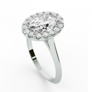 Oval Halo Knife Edge Engagement Ring 1.75Ctw