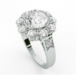 Big Round Halo Engagement Ring 2.60Ctw