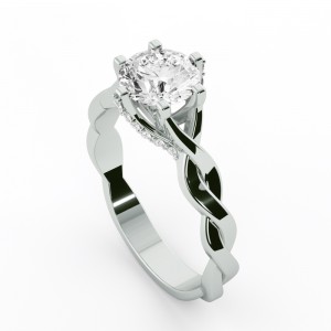 6 Prong Semi Mount Side Stone Engagement Ring 1.15Ctw