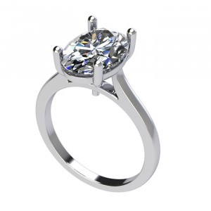 Oval Solitaire Engagement Ring 2.9Ctw