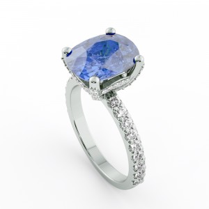 Cushion Hidden Halo Engagement Ring 3.10Ctw