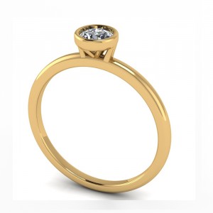 Round Bezel Solitaire Engagement Ring 0.30Ctw