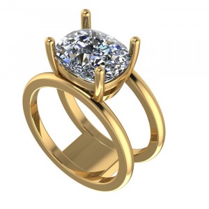 East West Cushion Double Shank Solitaire Engagement Ring 4.25Ctw