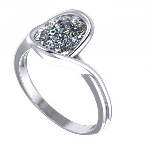 Cushion Bezel Solitaire Bypass Engagement Ring 3Ctw