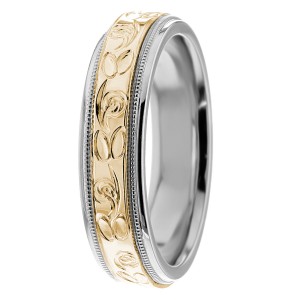 6mm Floral Hand Engraved Wedding Ring