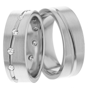 6.00mm Wide, His and Hers Wedding Bands, 0.36 Ctw.