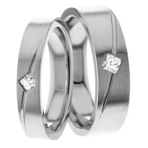 6mm and 4mm Wide, Diamond Wedding Ring Set, 0.14 Ctw.