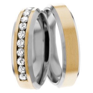 6.00mm Wide, Diamond His and Hers Wedding Bands, 0.66 Ctw.