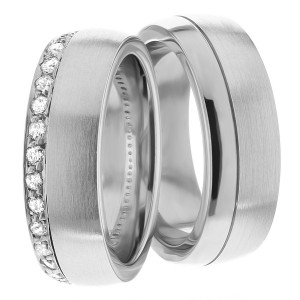 6.00mm Wide, Diamond His and Hers Wedding Bands, 0.5 Ctw.