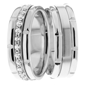 7.50mm Wide, His and Hers Wedding Bands, 0.9 Ctw.