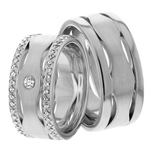 7.00mm Wide, Diamond Matching Wedding Bands, 1.45 Ctw.