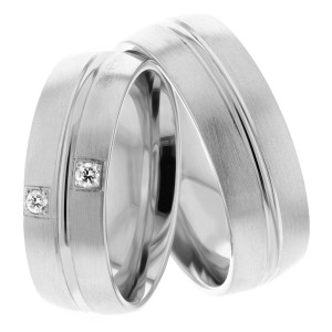 7.00mm Wide, Diamond His and Hers Wedding Bands