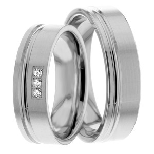 6.00mm Wide, Diamond His and Hers Wedding Bands