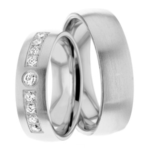 6.00mm Wide, Diamond Matching Wedding Rings, 0.48 Ctw.
