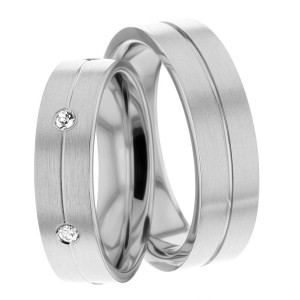 6.00mm and 5.00mm Wide, Wedding Ring Set, 0.24 Ctw.