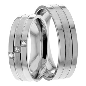 6.00mm Wide, Diamond Wedding Band Set