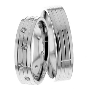 5.00mm Wide, Matching Wedding Ring Set, 0.24 Ctw.