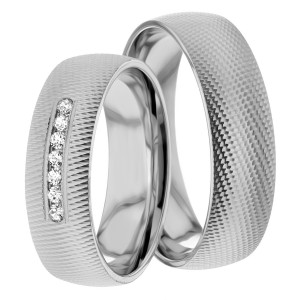 6.00mm Wide, Diamond Matching Wedding Bands, 0.105 Ctw.