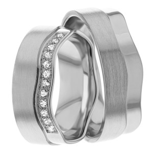 7.50mm Wide, Diamond His and Hers Wedding Bands, 0.24 Ctw.