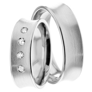6.50mm Wide, Diamond Matching Wedding Rings, 0.16 Ctw.