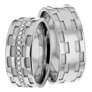 8.00mm Wide, Diamond Wedding Band Set, 0.3 Ctw.