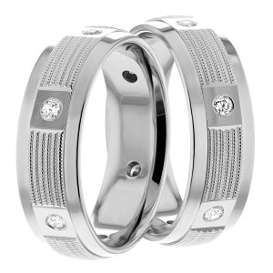 7mm Wide, Diamond Wedding Ring Set 0.12 Ctw