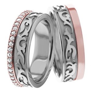 7mm Wide, Diamond Wedding Ring Set 0.53 Ctw