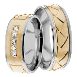 6mm Wide, Diamond Wedding Ring Set 0.15 Ctw