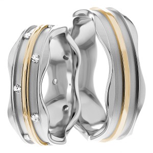 7mm Wide, Diamond Wedding Ring Set 0.36 Ctw