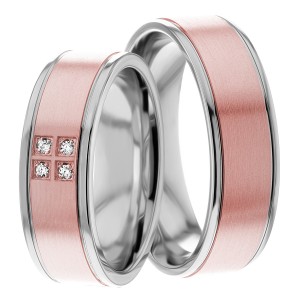 7mm Wide, Diamond Wedding Ring Set 0.08 Ctw