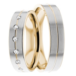 5mm Wide, Diamond Wedding Ring Set 0.18 Ctw